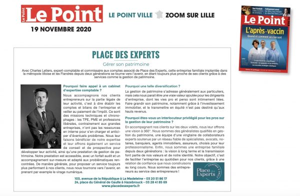 Article dans Le Point sur la gestion de son patrimoine